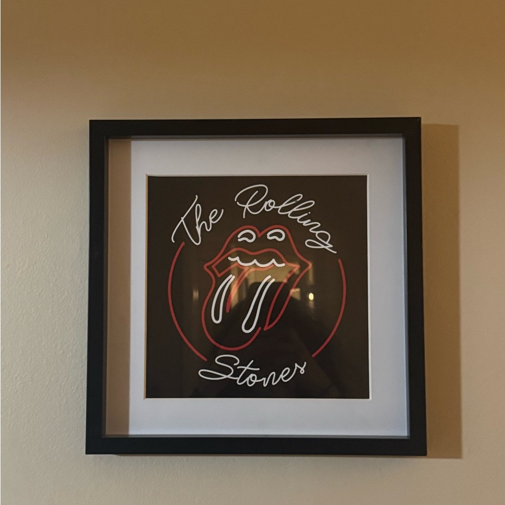 Framed Rolling Stones Neon Wall Art